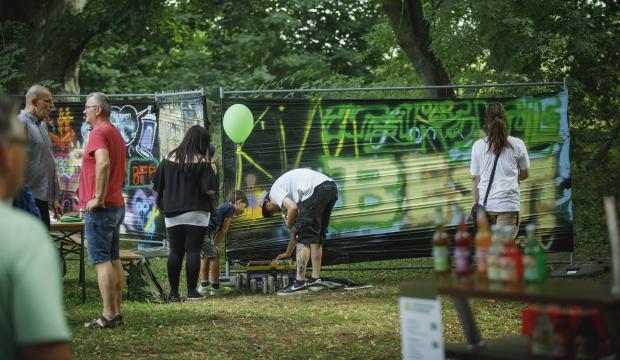 Grafitti Workshop mit Teilnehmern